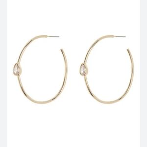 Frasier Sterling Hoops earings with Swarovski Tear Drop Crystals New